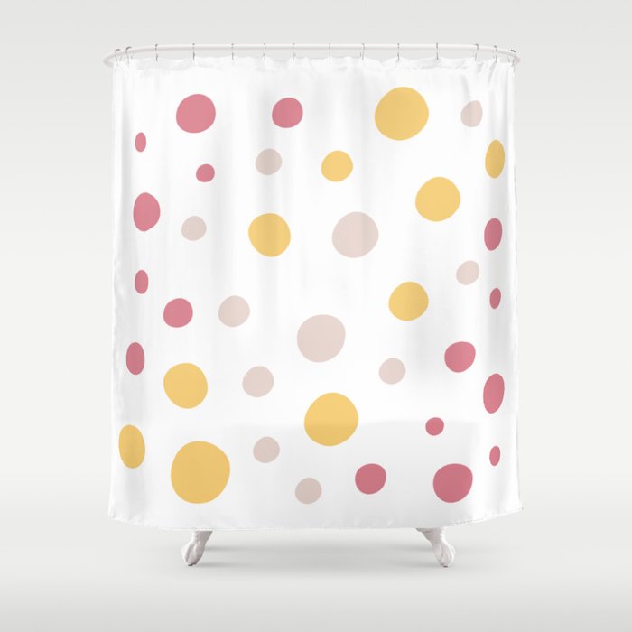 Polka Dots Orange and Fuchsia  Shower Curtain