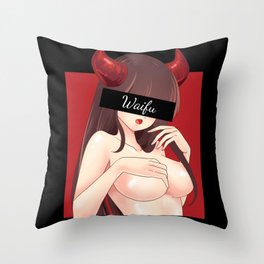 Waifu Material Hentai Otaku Lewd Japanese Devil Throw Pillow