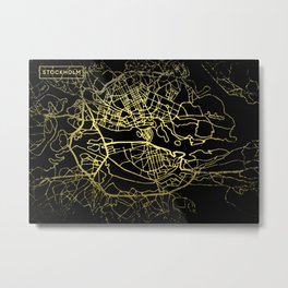 Stockholm Map Metal Print | Flag, Landscape, Town, Graphicdesign, Street, Map, Sweden, Stockholm, Minimalist, Travel 