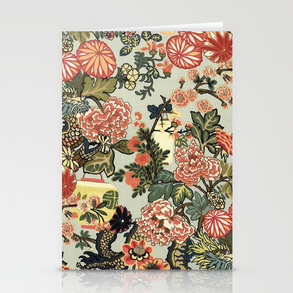 Chinese Dragon Vintage Floral Pattern Stationery Cards