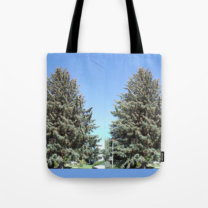 Colorado Blue Spruce Front Yard Doubled Tote Bag By Danielmac Society6