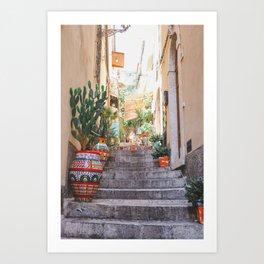 Italian alley | Taormina travel Italy Sicily photography art print Art Print