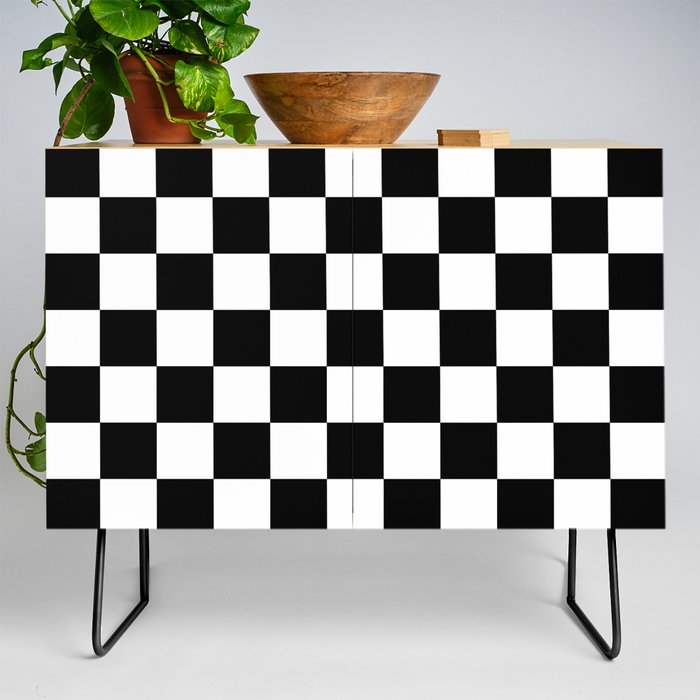Checker Texture  (Black & White) Credenza