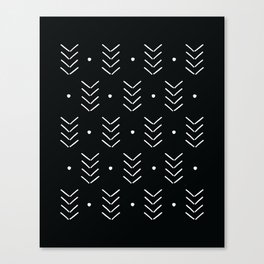 Arrow Lines Geometric Pattern 20 in monochrome Canvas Print