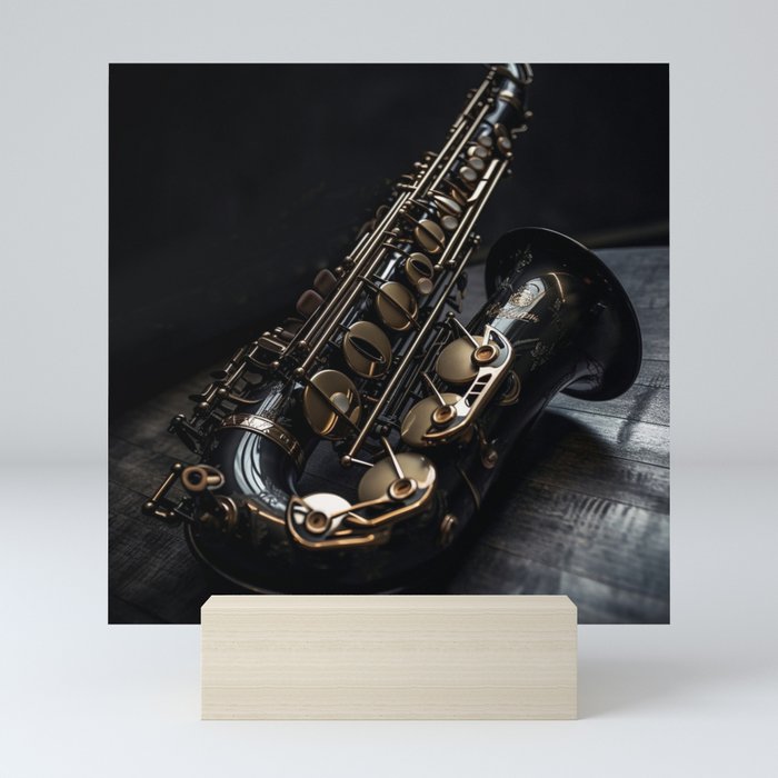 Darkhaven Black Nickel Saxophone Mini Art Print