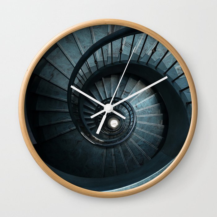 Blue spiral modern staircase Wall Clock