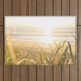 Australia Photography - Grass By The Beach In The Sunset Outdoor Rug