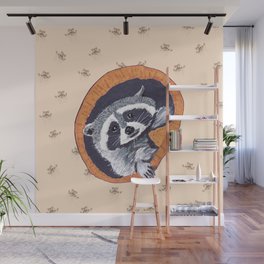 Peeking Raccoons# 1 - Warm Brown Pallet Wall Mural