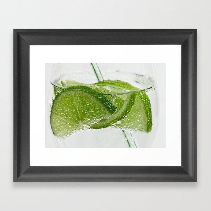 Green Limes In Soda Framed Art Print