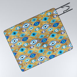 Greek Mati Mataki - Matiasma Evil Eye pattern Picnic Blanket