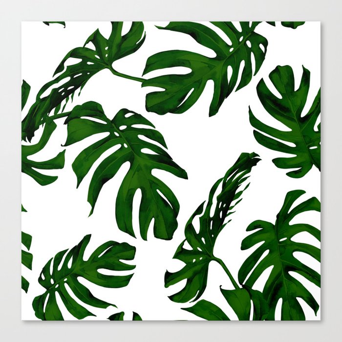 Simply Tropical Palm Leaves in Jungle Green Canvas Print
