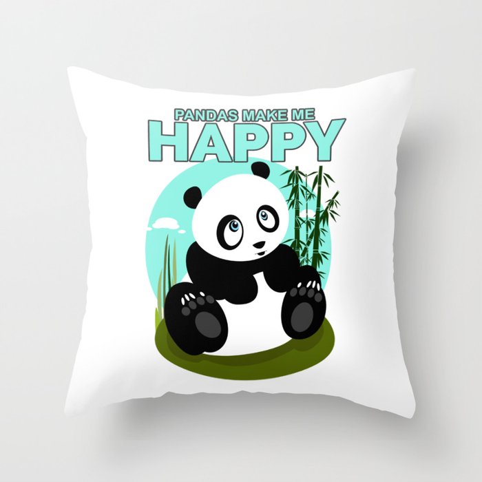 Pandas Make Me Happy Throw Pillow