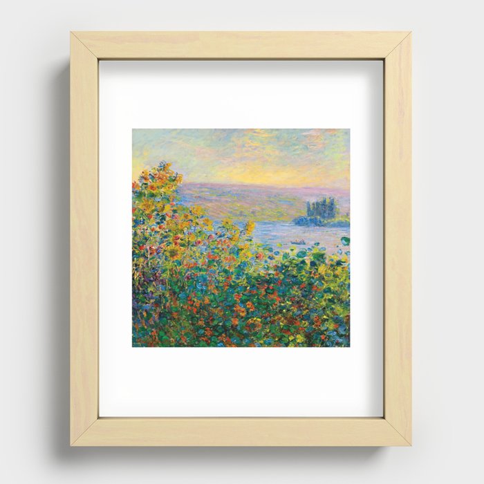 Claude Monet - Flower Beds at Vétheuil Recessed Framed Print