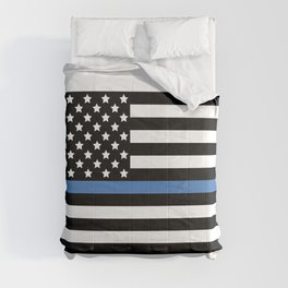 Blue Thin Flag Police Law Enforcement Flag Comforter