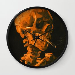 Orange Skeleton Smoking Cigarette Wall Clock | Colorfulskeleton, Digital, Smoking, Vintageartdeco, Alteredart, Skeleton, Smokingskeleton, Famouspainting, Skull, Vangoghpainting 