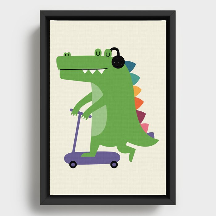 Croco Scooter Framed Canvas