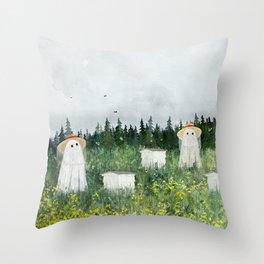 There's Ghosts By The Apiary Again... Throw Pillow