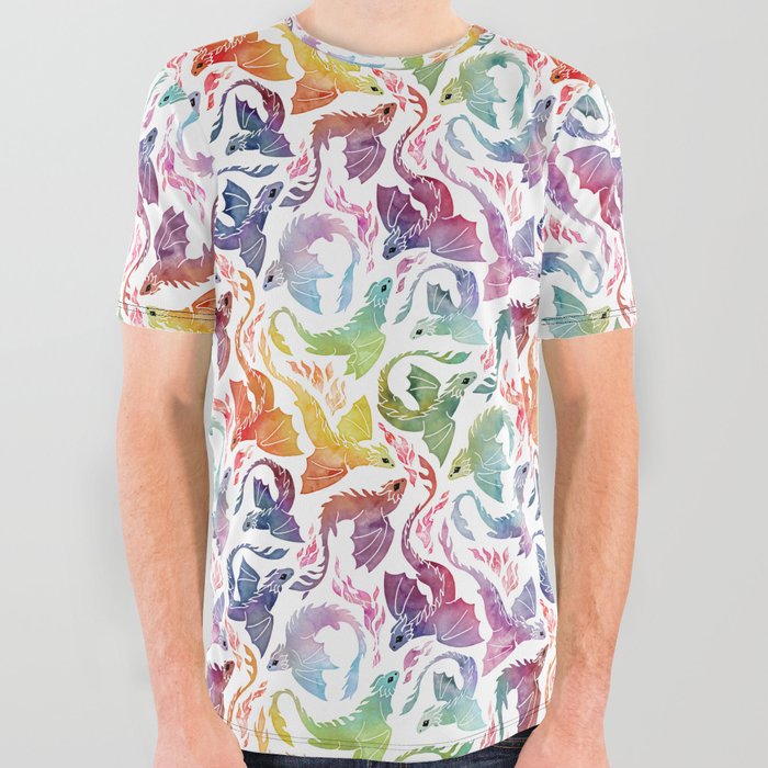 Dragon fire rainbow  All Over Graphic Tee