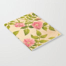 Pink Wild Rose on Wood Panel Notebook