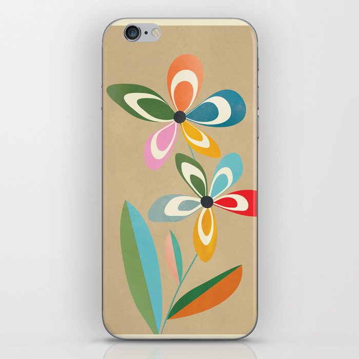 Mid-Century Abstract Flowers 04 iPhone Skin