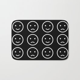90s Smiley Face Black White Print Bath Mat | Graphicdesign, Moodemojis, Genztrends, Smiley, Nostalgia, Doubleface, Emojis, 90Saesthetic, Smileys, Happyface 