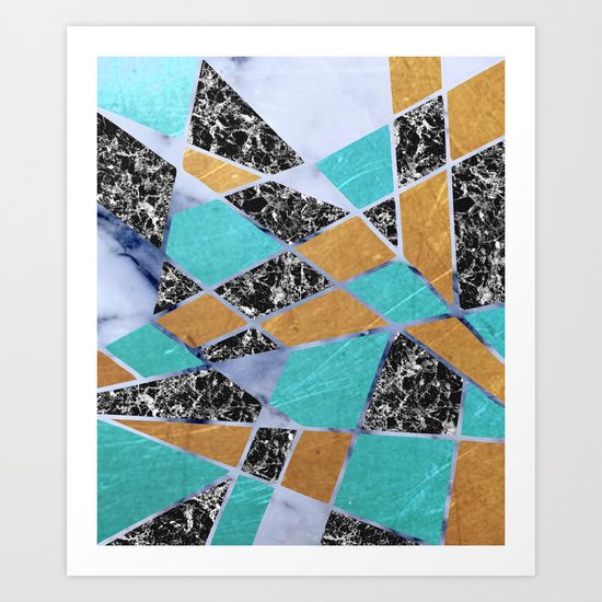 Abstract #444 Marble & Jade Art Print