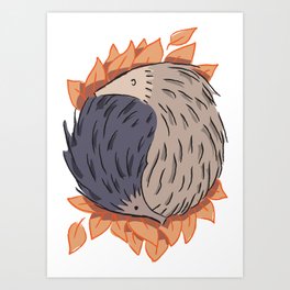 Hedgehog Yin Yang Art Print