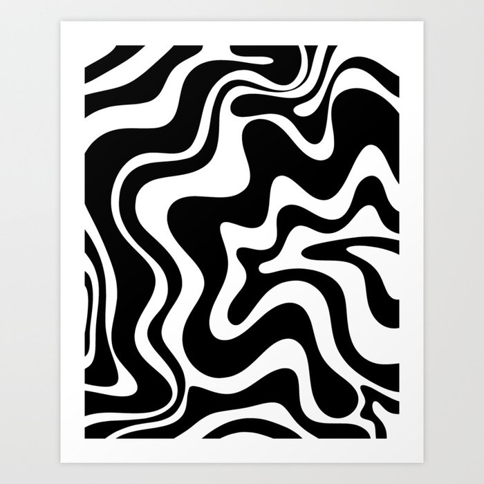 Liquid Swirl Abstract Pattern in Black and White Art Print