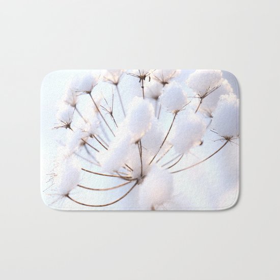 Snow covered dryflower Bath Mat