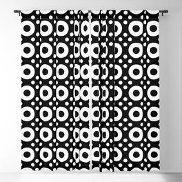 Dots & Circles 2 - White on Black Modern Abstract Repeat Pattern Blackout Curtain