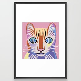 Alien Tabby Cat with Four Pupils Framed Art Print