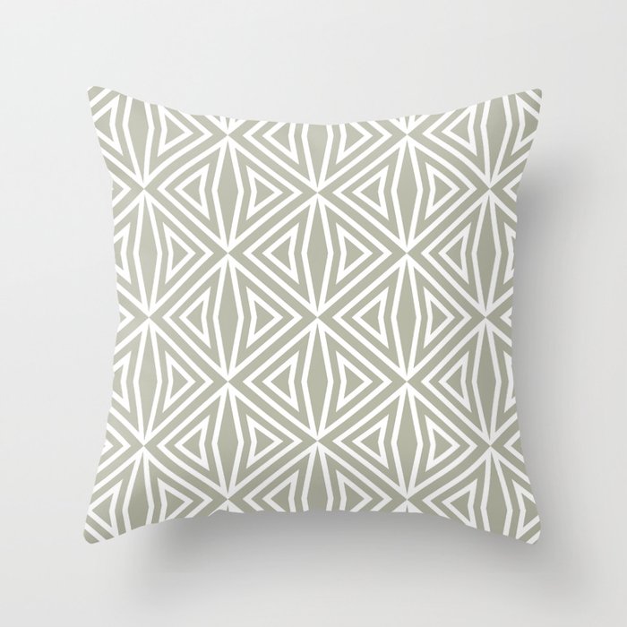 Earthy Green and White Diamond Tile Pattern 3 Pairs 2022 Color of the Year October Mist 1495 Throw Pillow