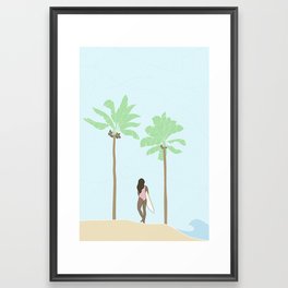 Surfer Girl II - Minimalist Illustration Framed Art Print