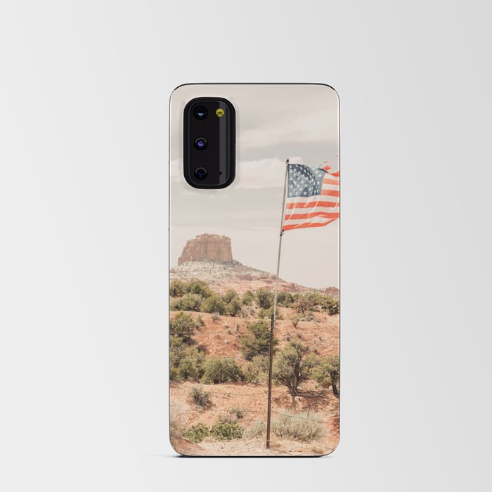 Square Butte Rock in Arizona - American Flag - Southwest USA Photo Android Card Case