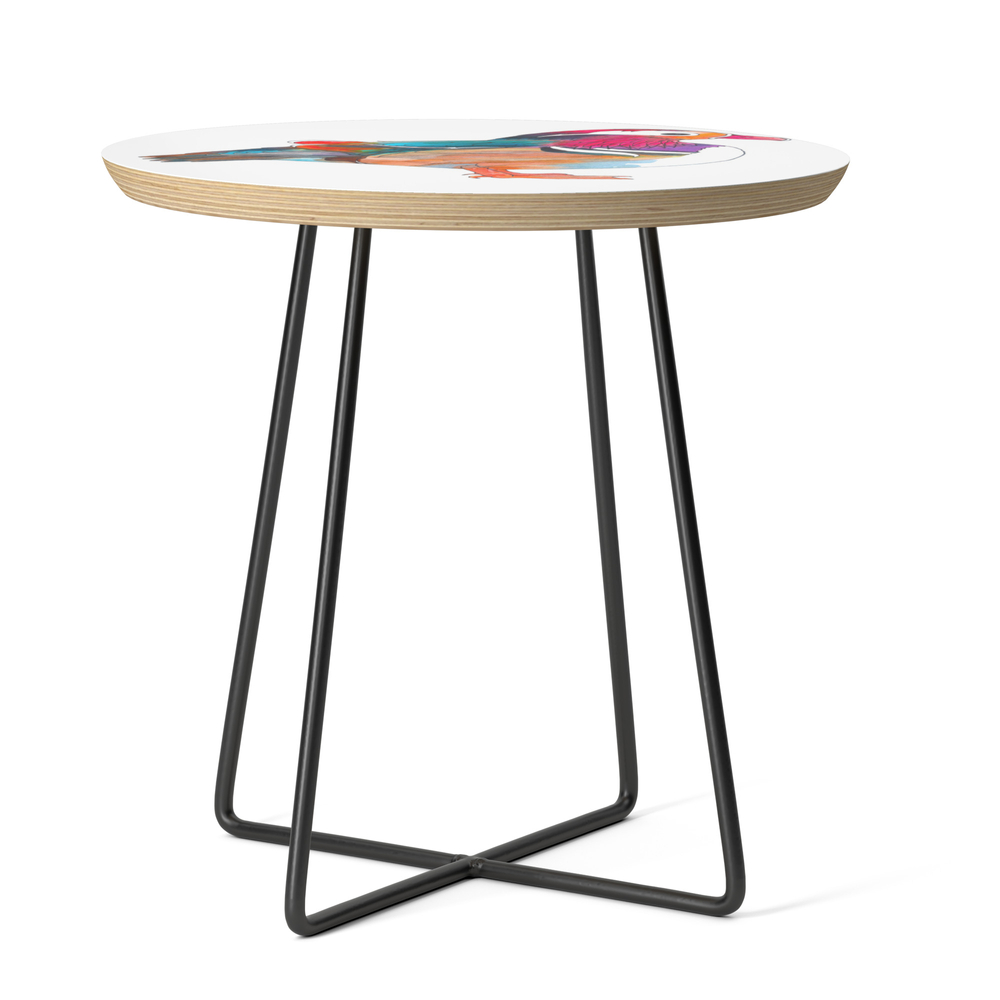 Mandarin Duck In Vibrant Watercolor Side Table by thealbinosnowman