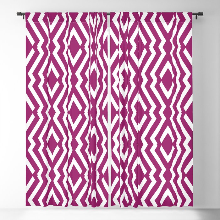 Magenta and White Diamond Zig Zag Ripple Pattern - Colour of the Year 2022 Orchid Flower 150-38-31 Blackout Curtain