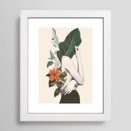 natural beauty-collage 2 Framed Art Print | Leaf, Flowers, Portrait, Dada22, Leaves, Curated, Figure, Beauty, Green, Shapes 