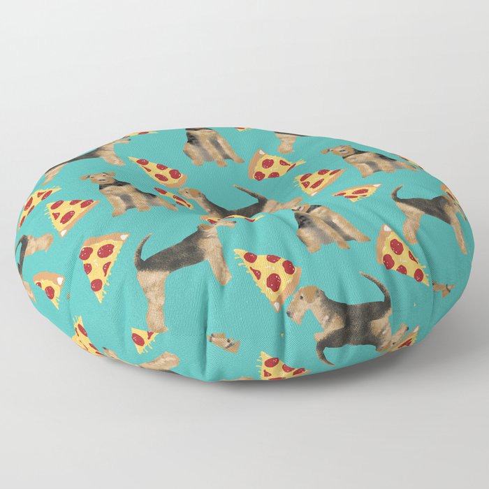 Airedale Terrier pizza pattern dog breed cute custom dog pattern gifts for dog lovers Floor Pillow