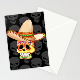Mexico Sugar Skull with Sombrero Stationery Cards