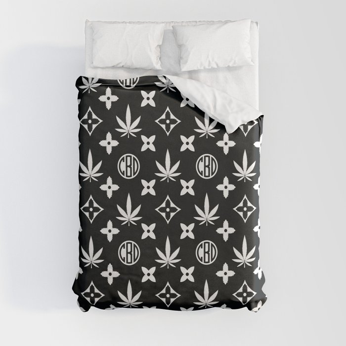 Marijuana tile pattern. Digital Illustration background Duvet Cover