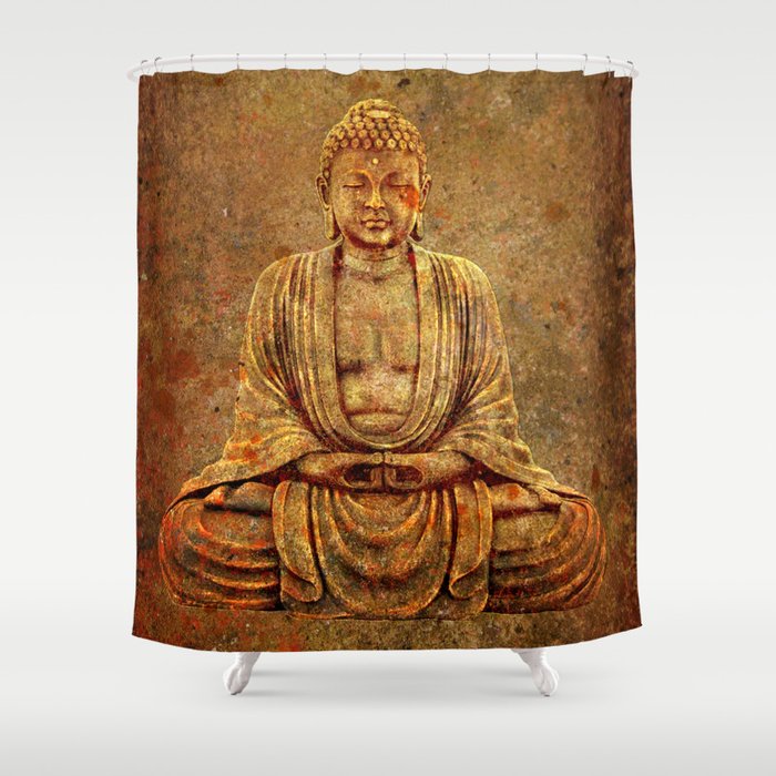 Sand Stone Sitting Buddha Shower Curtain