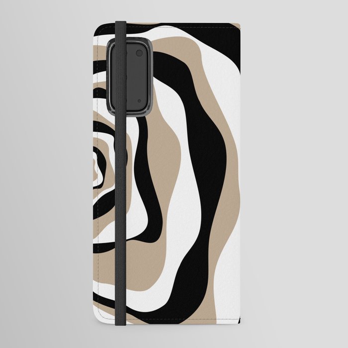 Ebb and Flow 4 - Taupe, Black and White Android Wallet Case