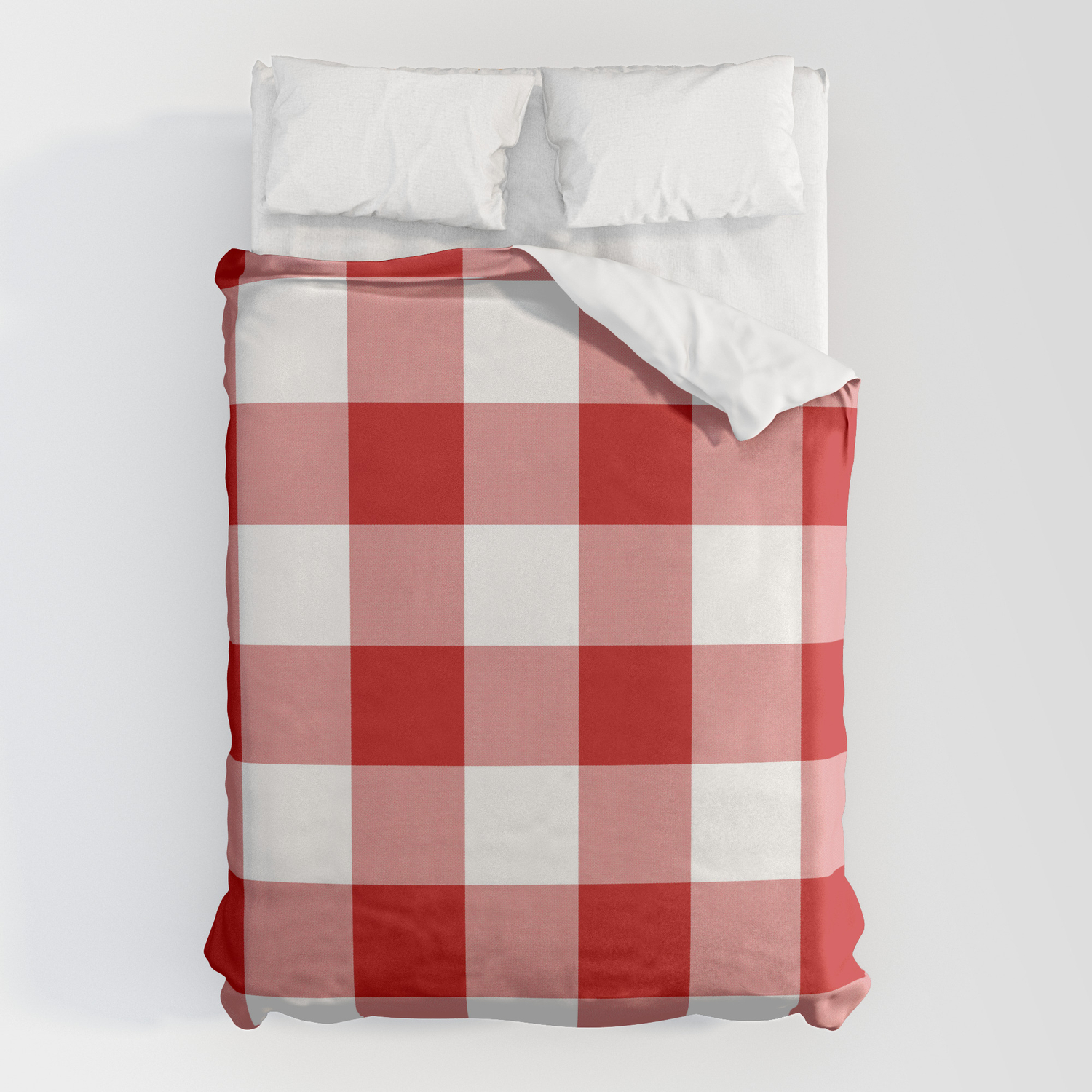 Red And White Buffalo Check Duvet Cover, Red Buffalo Plaid Duvet Cover