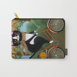 Tuxedo Cat Autumn Bicycle Ride Carry-All Pouch