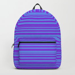 [ Thumbnail: Purple and Cornflower Blue Colored Lines/Stripes Pattern Backpack ]