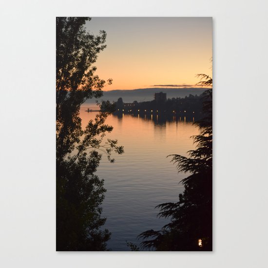 Sunset on the lake Canvas Print