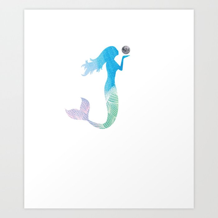 Moon Child Mermaids Sea Creature Legend Fantasy Mythical Fairytale Myth Fiction Gift Art Print By Tomgiant