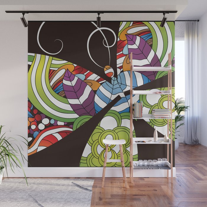 Neon Butterfly Wall Mural by kippygo | Society6