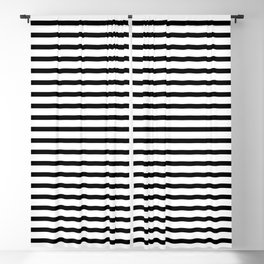Black And White Breton Nautical Stripes Lines Minimalist Stripe Line Blackout Curtain