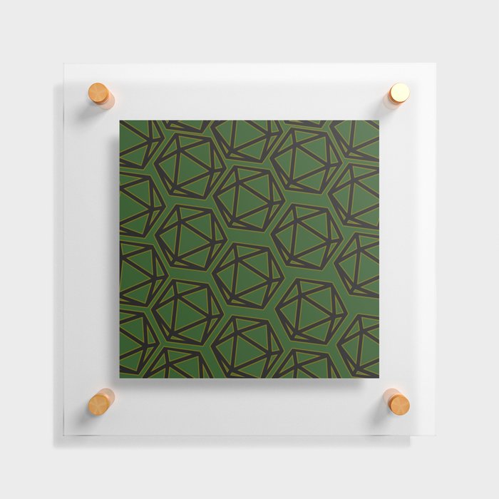 D20 Pattern - Green Gold Black Floating Acrylic Print